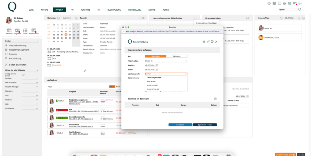 QuoJob Screenshot Krankmeldung gross