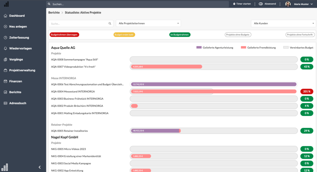 Screenshot Die-Agenturverwaltung-Aktive Projekte