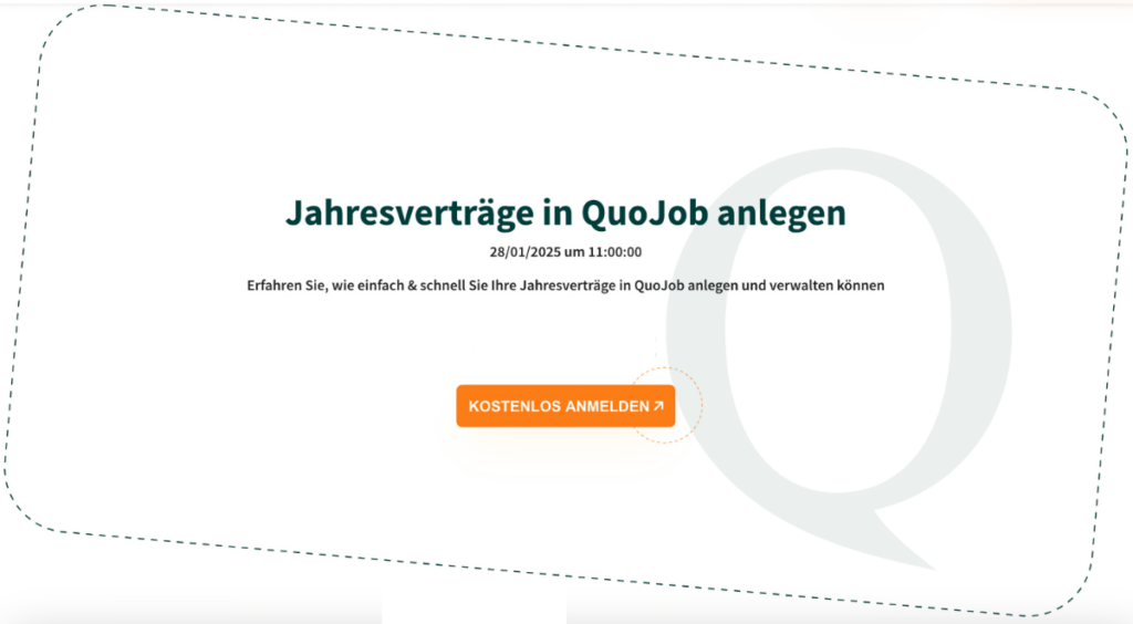 Ankündigung QuoJob Websession Jahresverträge