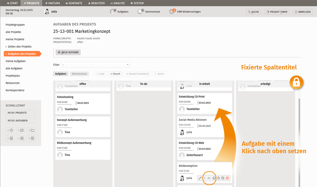 ProSonata Sceenshot neues Kanban Board